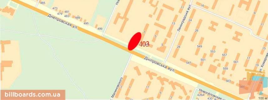Білборд, Бігборд (Борд)   у Павлограді вул. Ленінградська - ул.Днепровская - (ж / м 40 років Жовтня) схема
