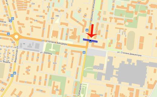 Билборд B в Ровно, 3х6  вул.Степана Бандери/ул.Д.Галицького (В) схема