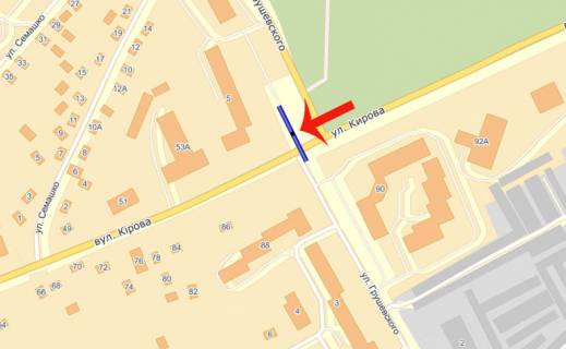 Билборд A в Бровары, 3х6  Бровари вул.Ярослава Мудрого/Грушевського 5 (А) на Київ/АТБ схема