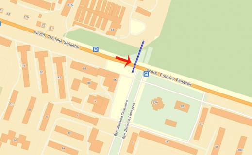 Билборд B в Тернополе, 3х6  просп.Степана Бандери (В) - правий схема