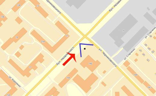 Билборд A в Бровары, 3х6  Бровары бульвар Незалежності - 25-30м до перехрестя з вул.Симона Петлюри (колишня вул.Черняховського) (А) схема