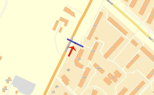 Білборд, Бігборд (Борд)  A у Бровари, 3х6  Бровари вул Київська 286 (А) - з Київа/100м до вул Героїв України (колишня вул.Гагарина)/Чорновола  схема