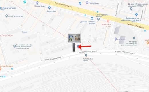 Скроллер A в Киеве, 2.3х3.14  вул.Борщагівська 10/по лінії швидкістного трамвая-на Індустріальний міст (А1) СКРОЛЕР - 182093 схема