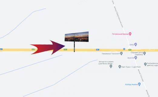 Билборд A в Бровары, 3х6  Бровари Окружна/перед поворотом на Княжичі (А) лівий - на Бориспіль схема
