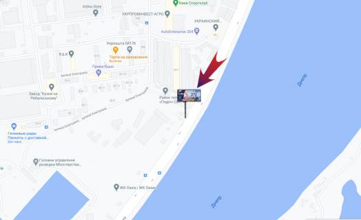 Призма A в Киеве, 3х6  Набережно-Рибальська-перед Гаванським мостом в центр (А3) призма - 385077 схема