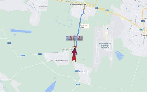 Билборд A в Петропавловске, 3х6  Бориспільский р-он - Гора/азс БРСМ-5 км до Бориспільскої траси/ФОЗЗІ - Проліски (А лівий) схема