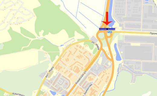 Білборд, Бігборд (Борд)  B у Обухові, 3х6  Обухів / паперовий комбінат/в*їзд в місто (В) на Обухів,Українку схема