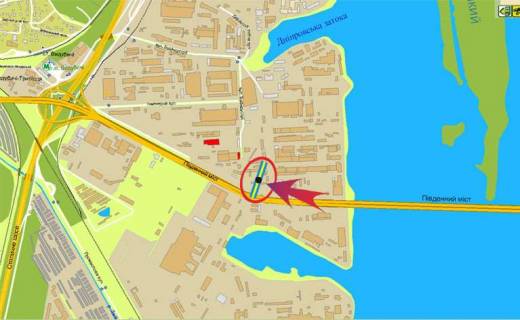 Билборд A в Киеве, 3х6  Промислова-Південний міст  9/2 (розподілювач) на пр-т Бажана,Харьківськую пл схема