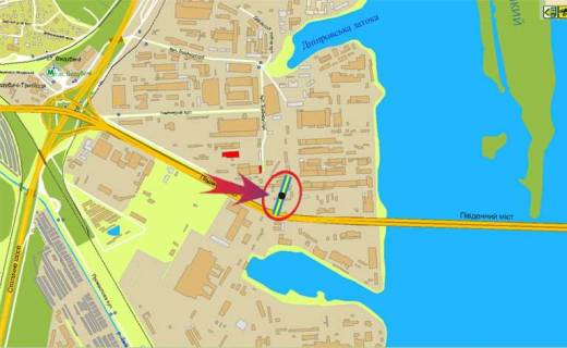 Білборд, Бігборд (Борд)  B у Києві, 3х6  Промислова-Південний міст 9/2 (А) (розподілювач) на б-р Дружби Народів,Деміївську пл схема