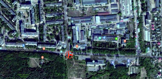 Билборд B в Виннице, 6х3  вул. Андрія Первозванного - вул. 600-річчя схема